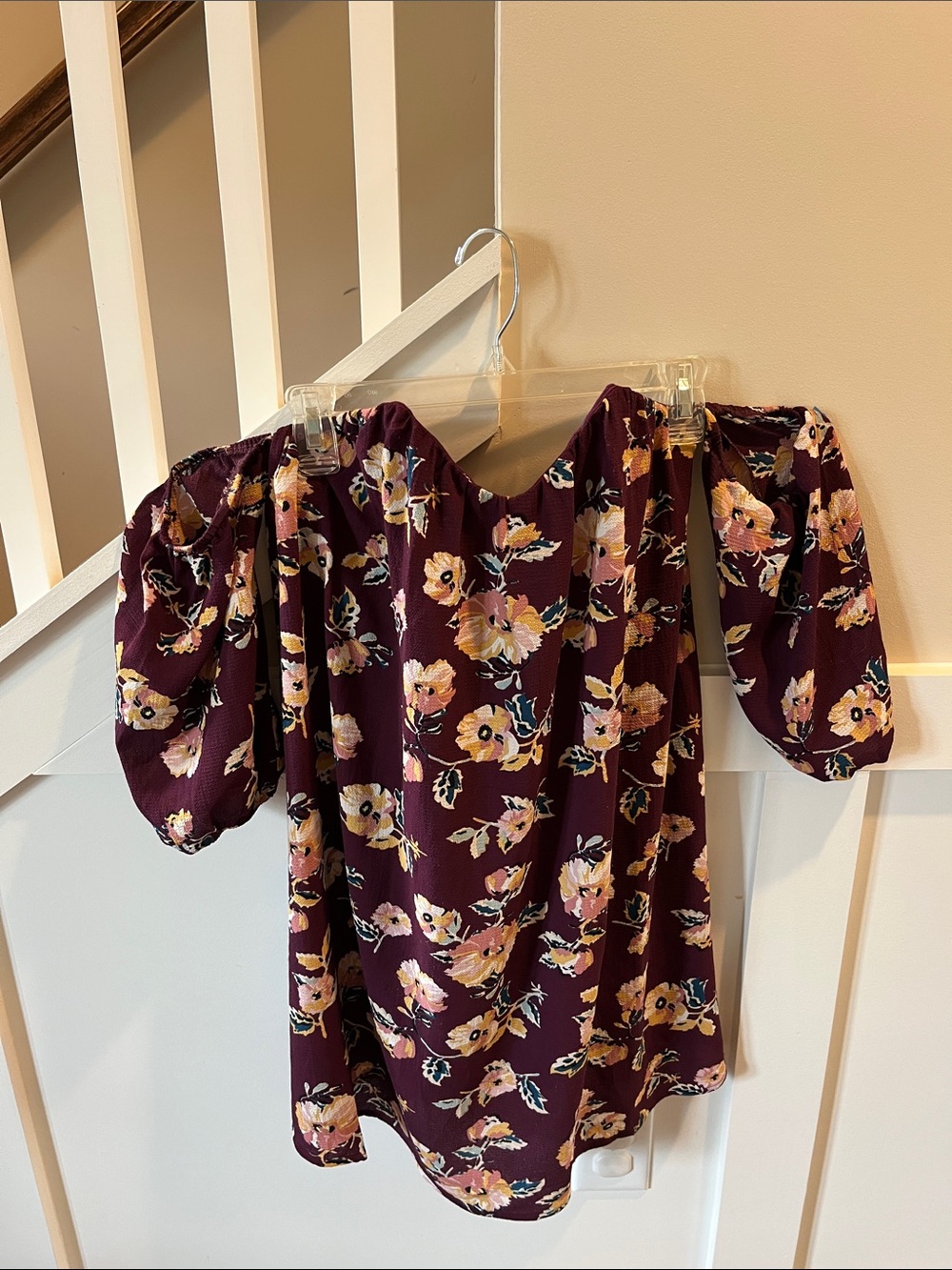 miami Burgundy Floral Off-Shoulder Mini Dress